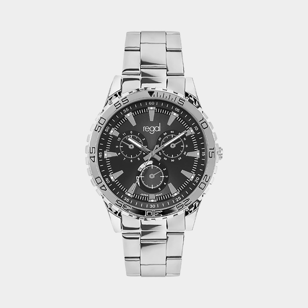 Regal herrklocka - metallband, svart/silverton, 46mm