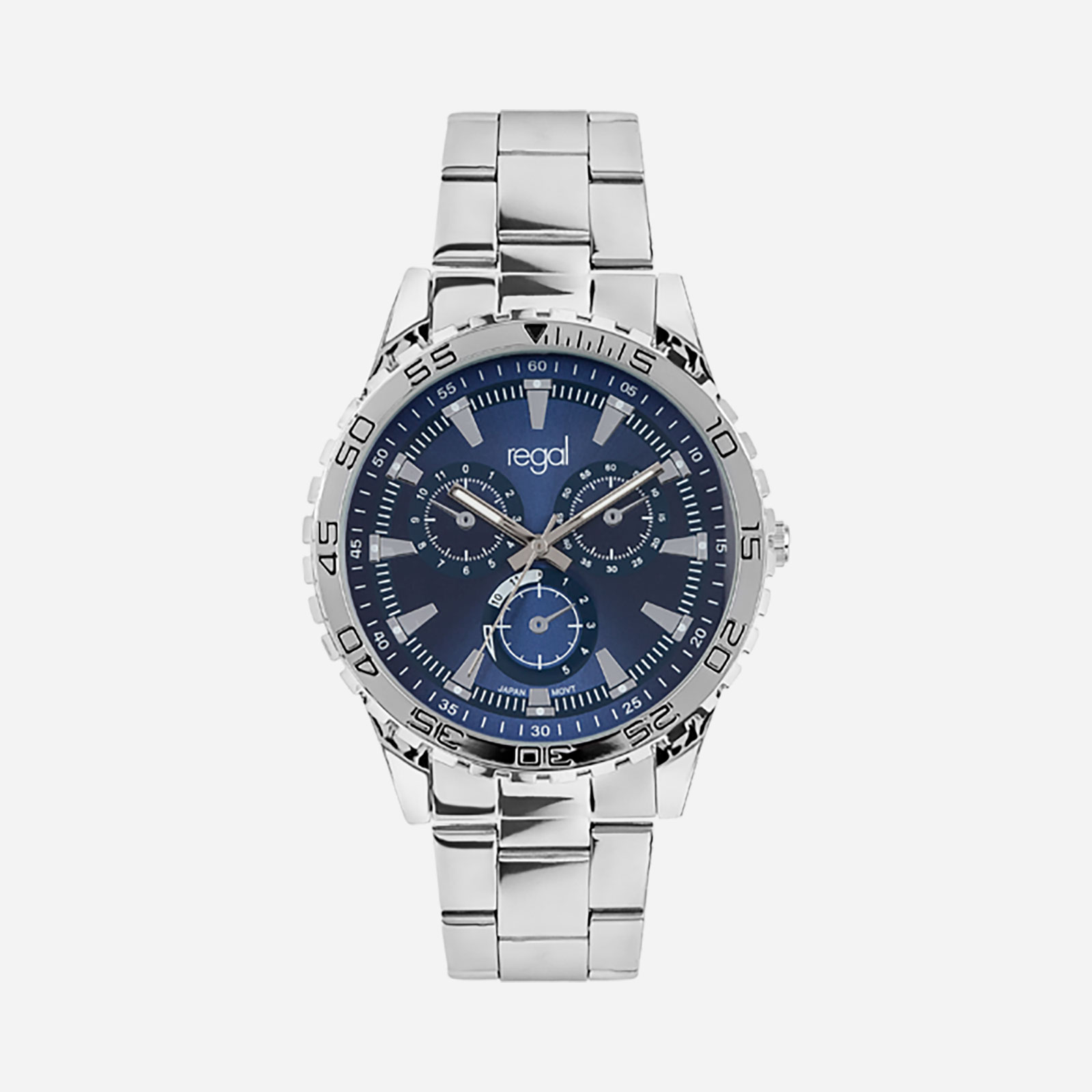 Regal herrklocka - metallband, blå/silverton, 46mm