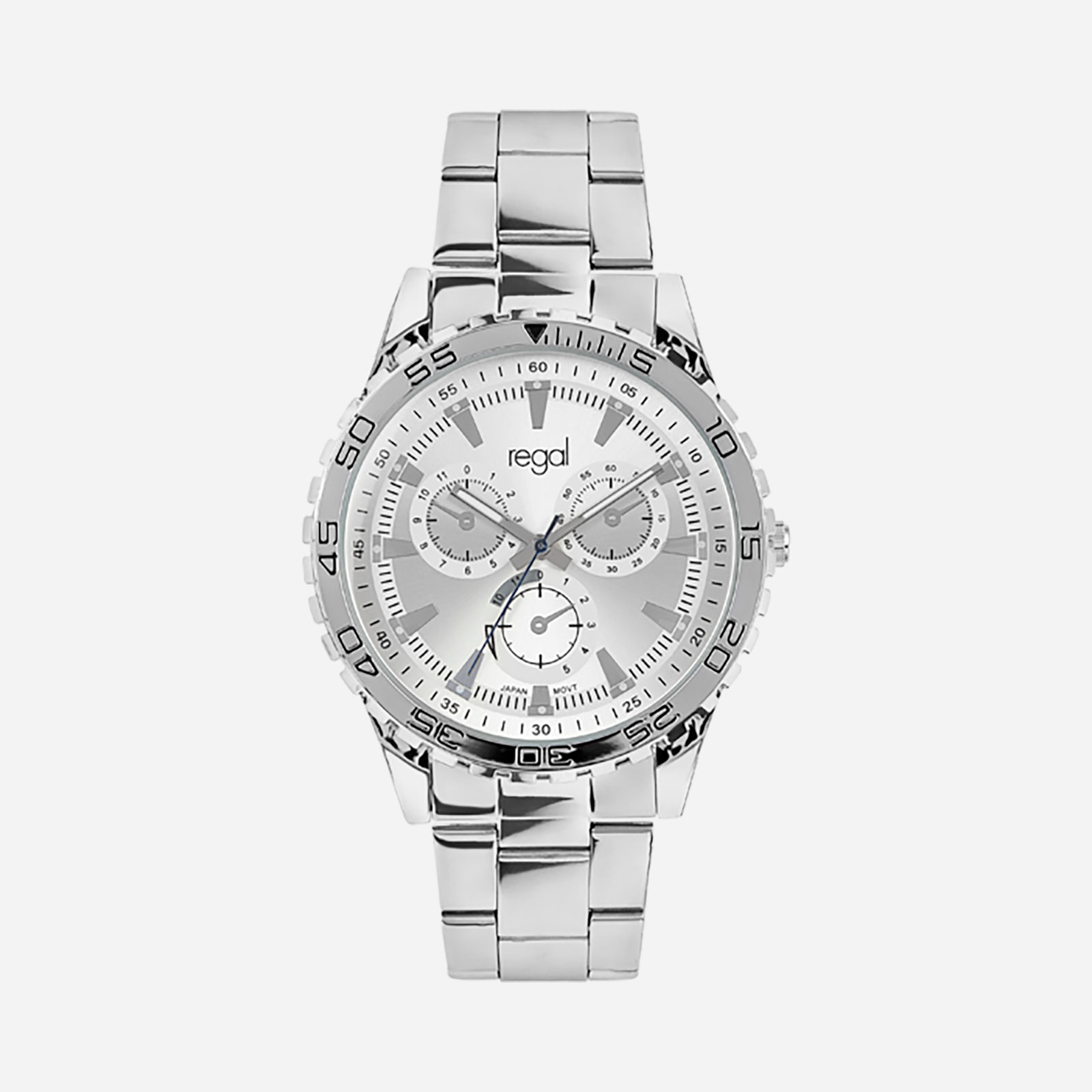 Regal herrklocka - metallband, vit/silver, 46mm