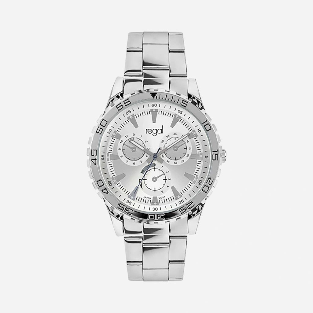 Regal herrklocka - metallband, vit/silver, 46mm