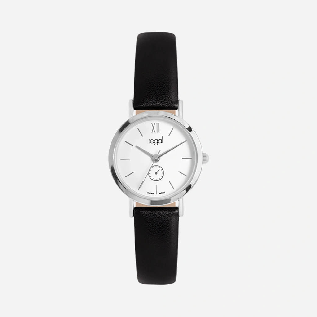 Regal damklocka - svart band, silverton/vit, 30mm