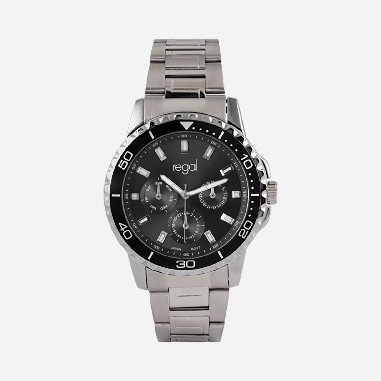 Regal herrklocka - metallband, silverton/svart, 48mm