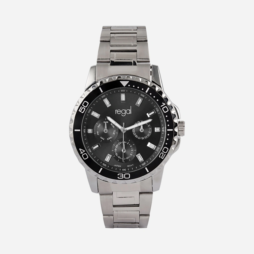 Regal herrklocka - metallband, silverton/svart, 48mm