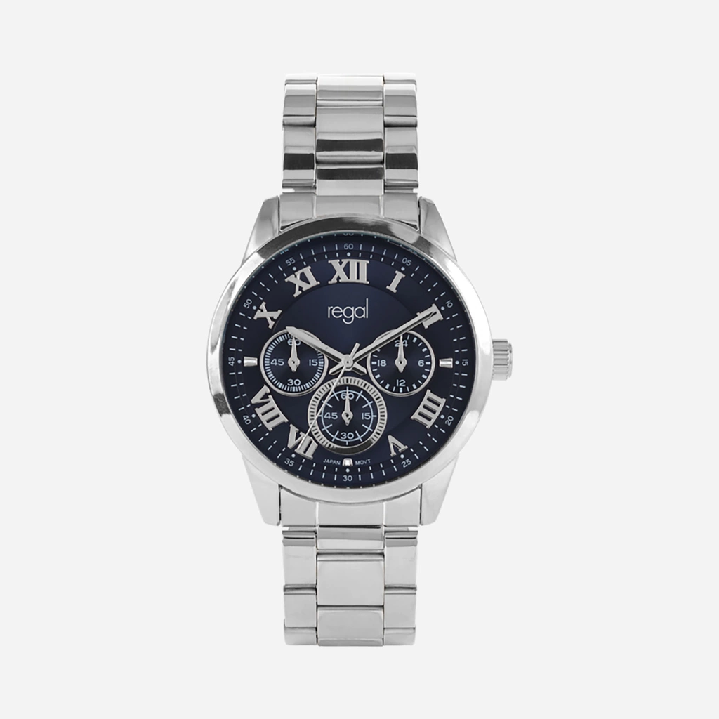 Regal herrklocka - metallband, silverton/blå, 41mm