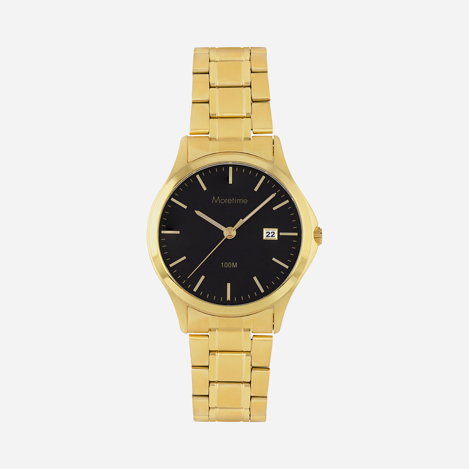 Moretime herrklocka - metallband, guld/svart, 39 mm