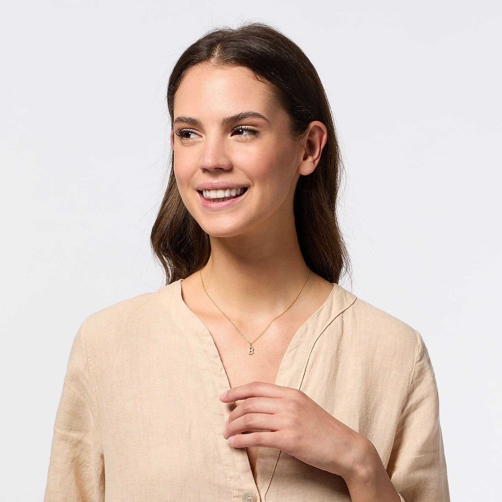 Guldpläterat halsband bokstav B - 42+3 cm