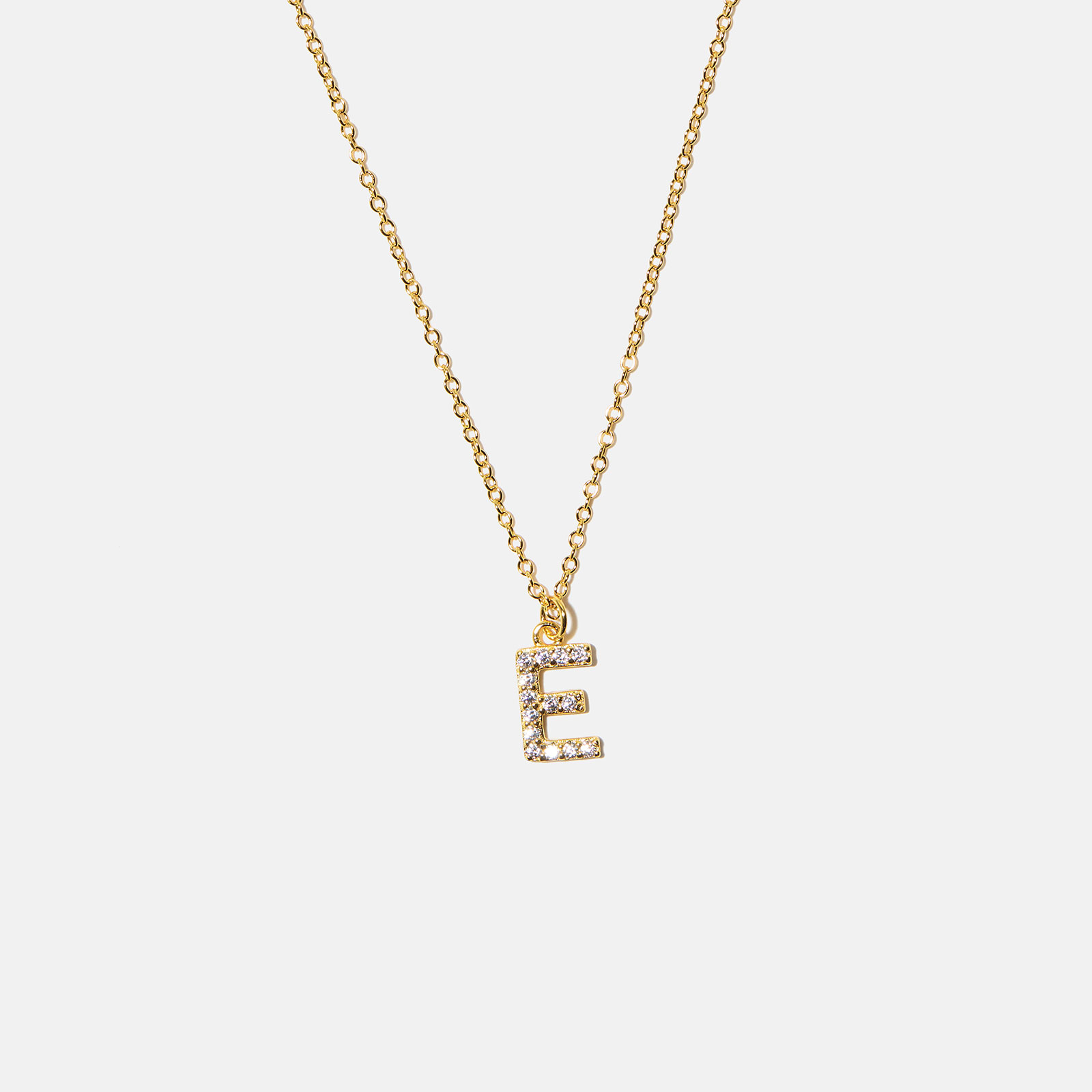 Guldpläterat halsband bokstav E - 42+3 cm