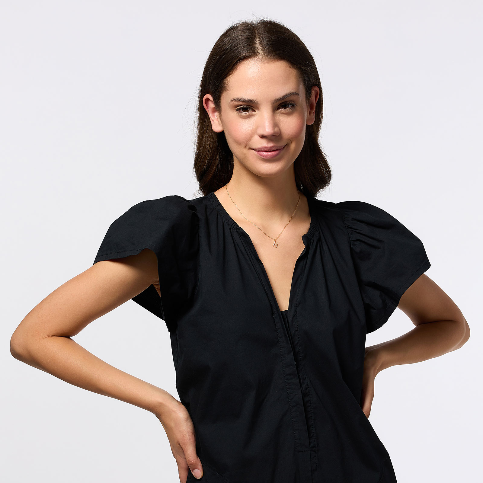 Guldpläterat halsband bokstav H - 42+3 cm