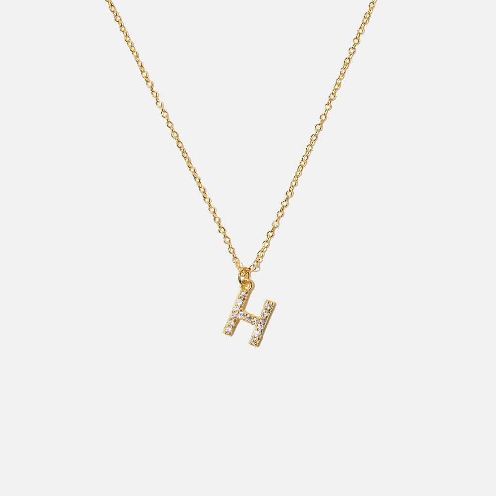 Guldpläterat halsband bokstav H - 42+3 cm