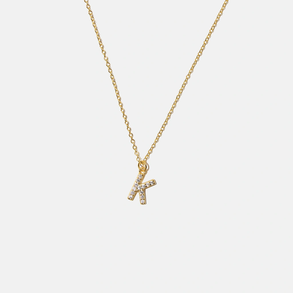 Guldpläterat halsband bokstav K - 42+3 cm