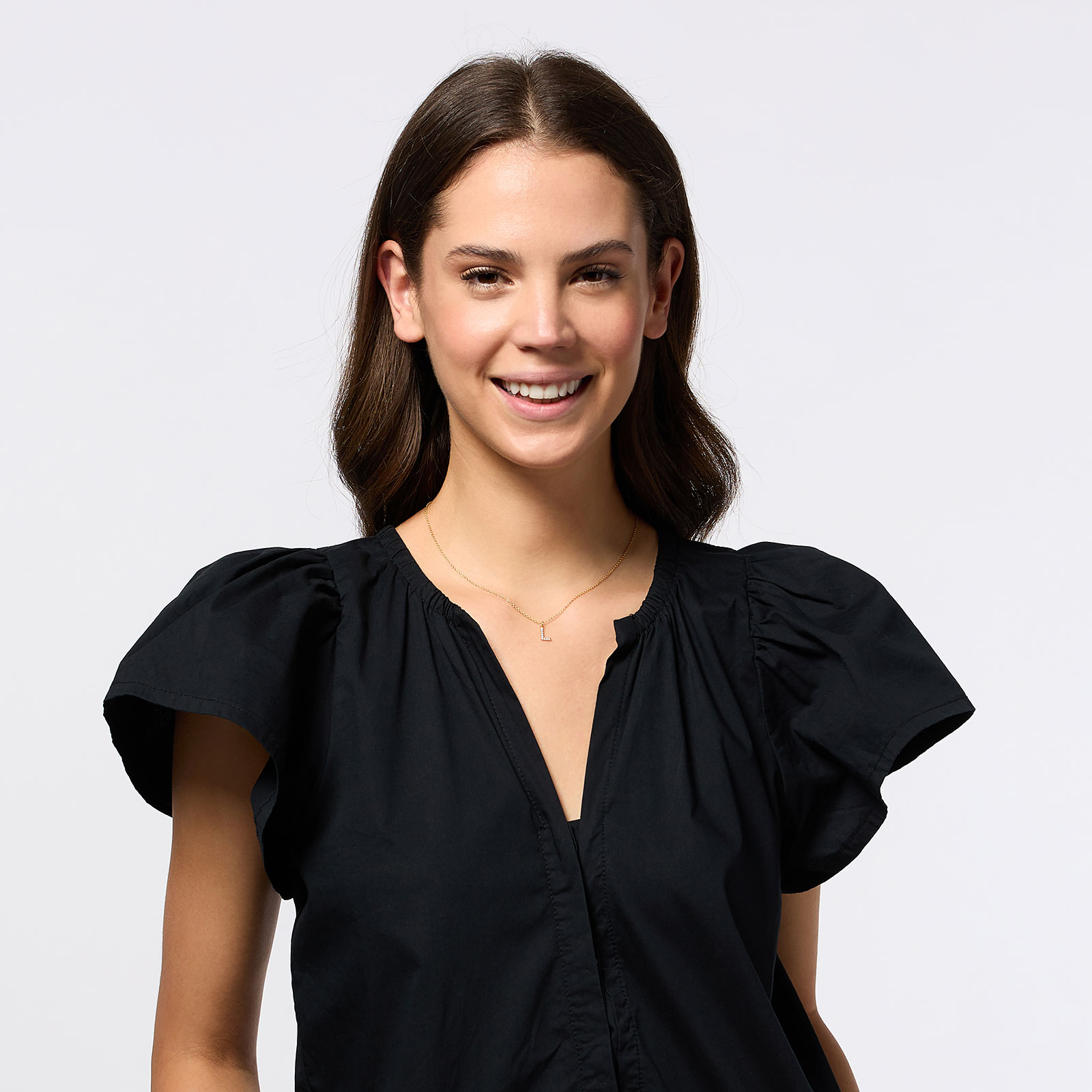 Guldpläterat halsband bokstav L - 42+3 cm