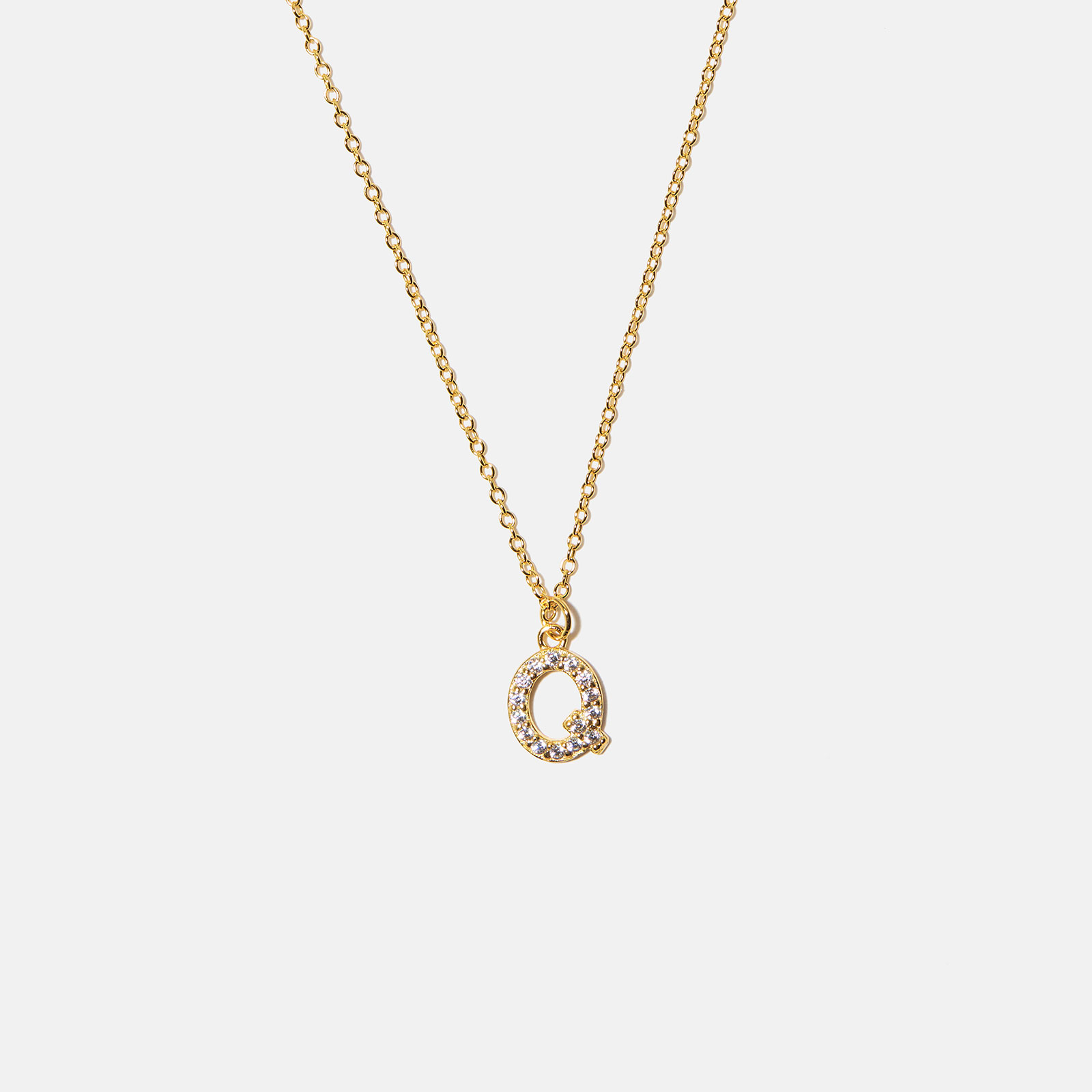 Guldpläterat halsband bokstav Q - 42+3 cm