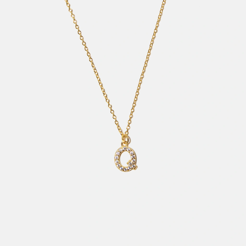 Guldpläterat halsband bokstav Q - 42+3 cm