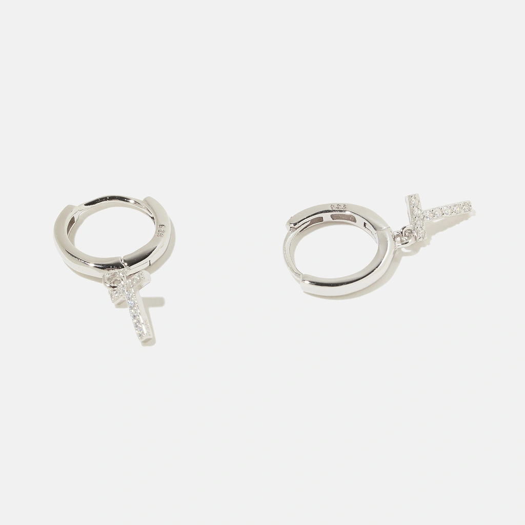 Örhängen äkta silver - hoops, bokstav T