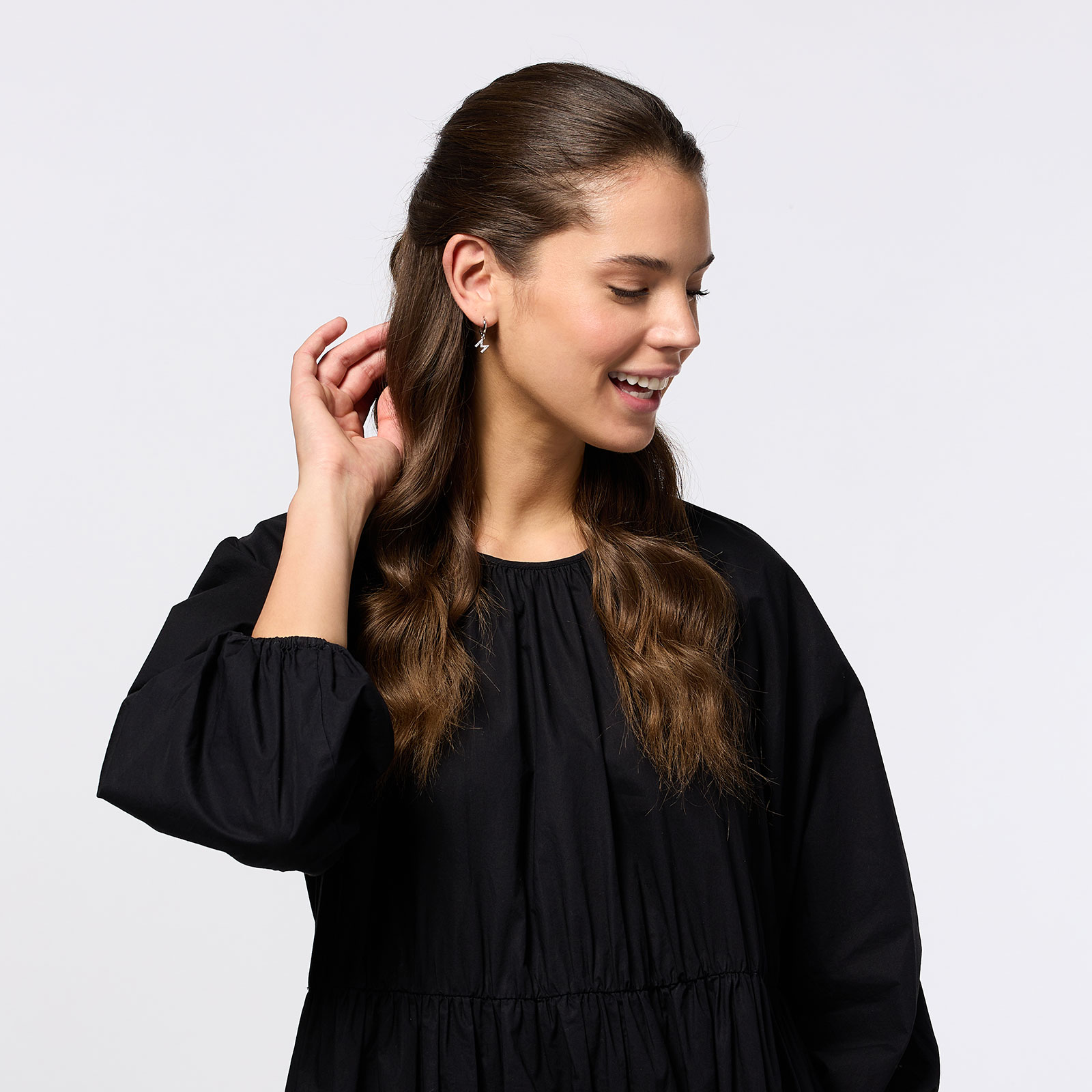 Örhängen äkta silver - hoops, bokstav M