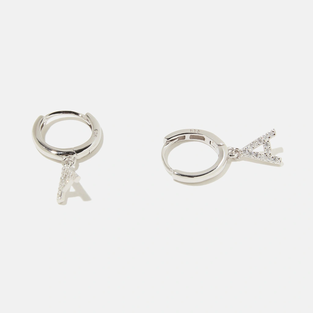 Örhängen äkta silver - hoops, bokstav A