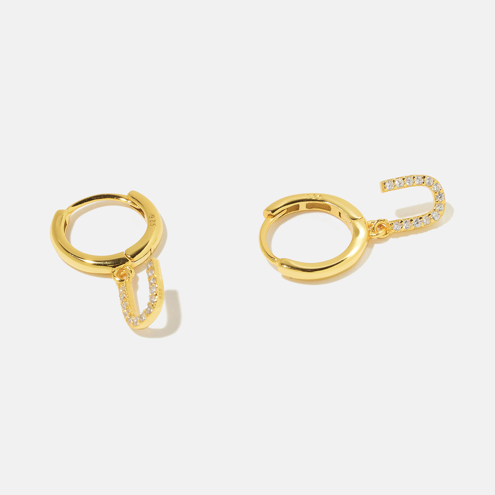 Guldpläterade silverörhängen - hoops U