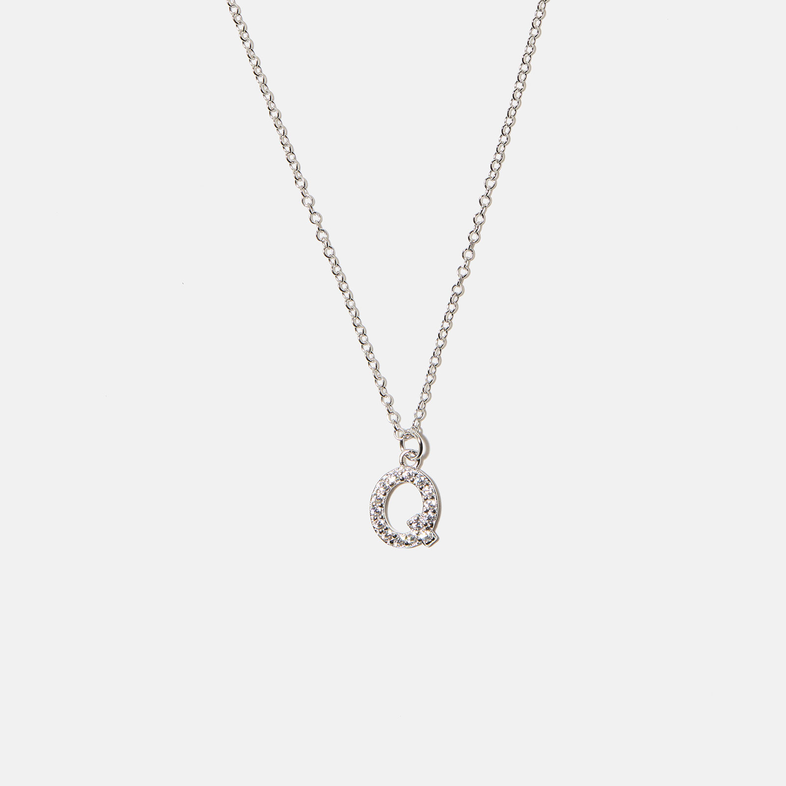 Halsband äkta silver, bokstav Q - 42+3 cm