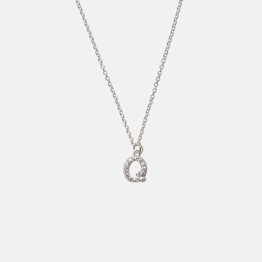 Halsband äkta silver, bokstav Q - 42+3 cm