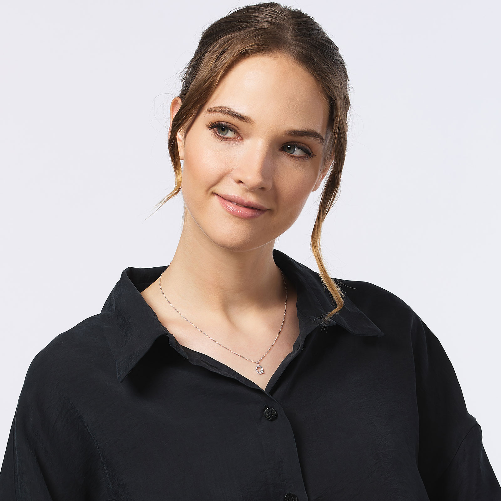 Halsband äkta silver, bokstav Q - 42+3 cm