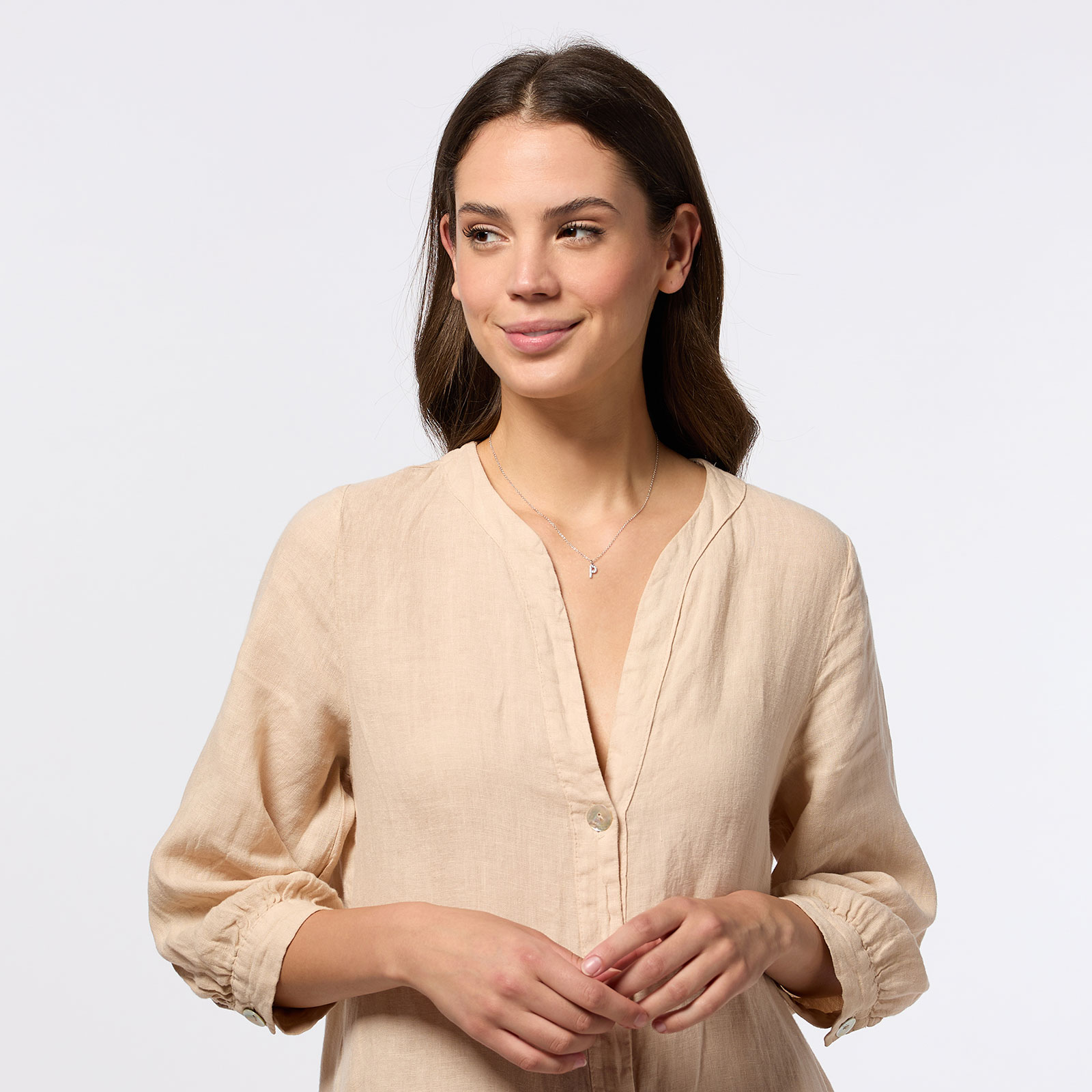 Halsband äkta silver, bokstav P - 42+3 cm