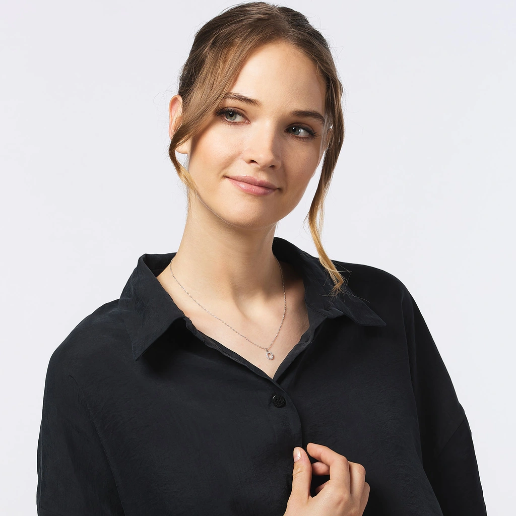 Halsband äkta silver, bokstav O - 42+3 cm