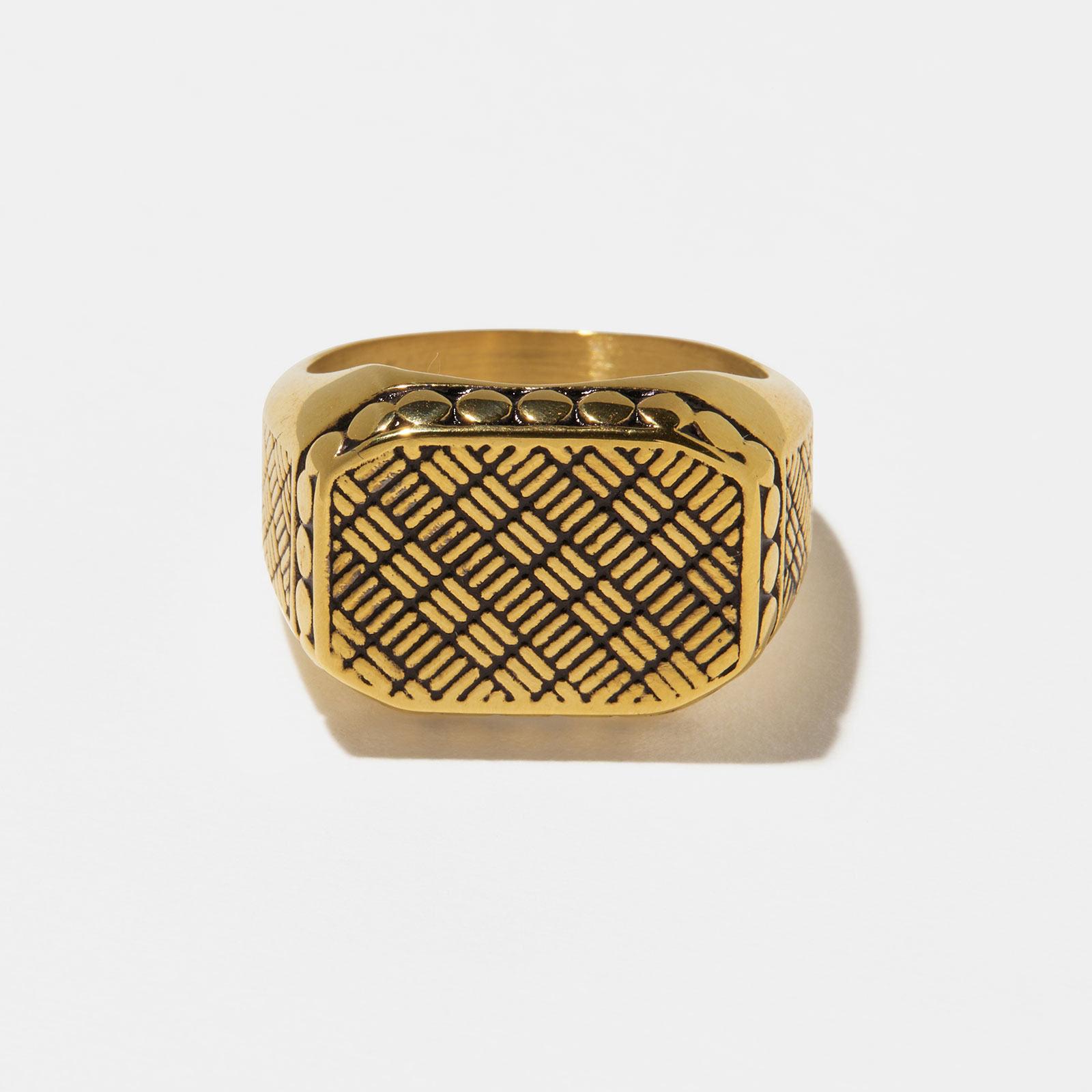 Stålring herr - guldfärgad klackring mönstrad