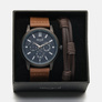 Regal herrset klocka & armband - brunt