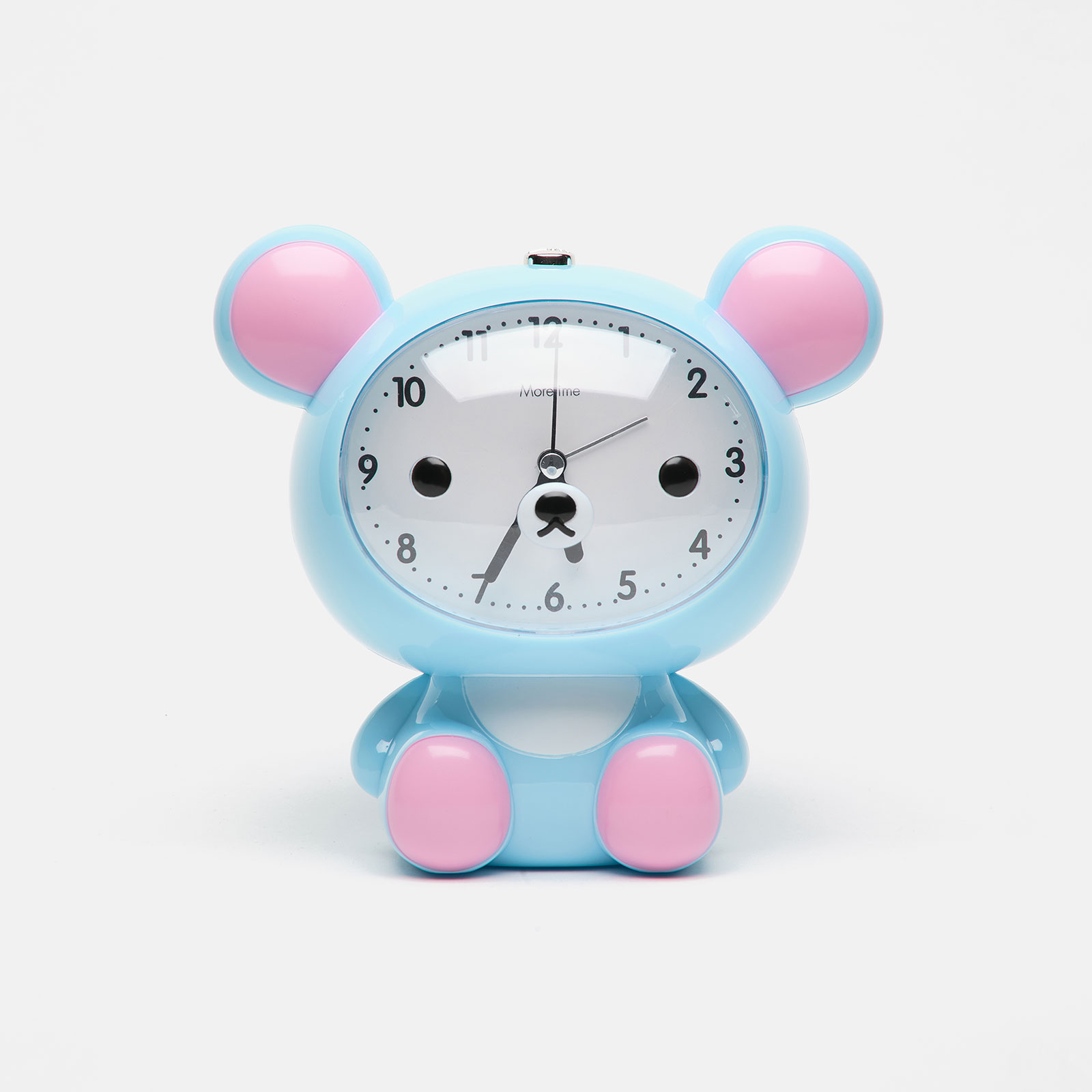 Väckarklocka - blå nalle, 16x17 cm