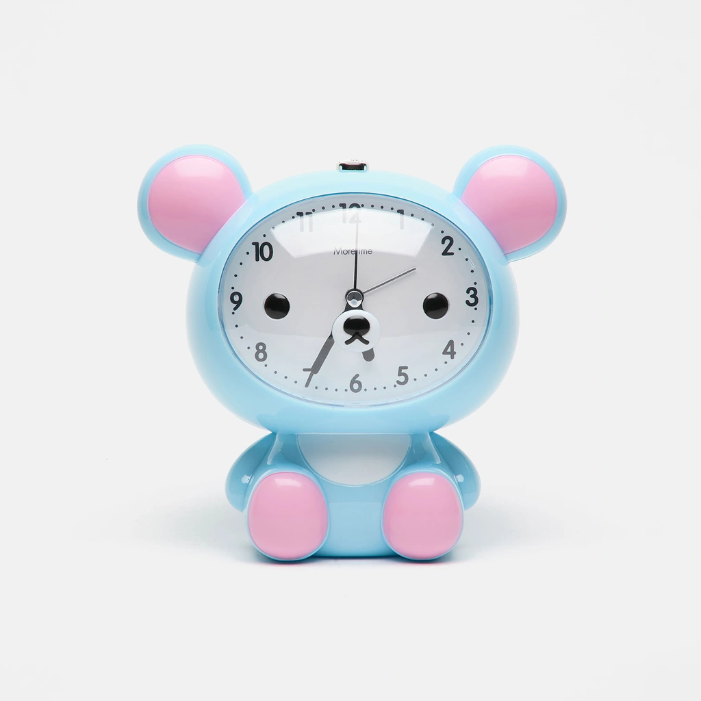 Väckarklocka - blå nalle, 16x17 cm