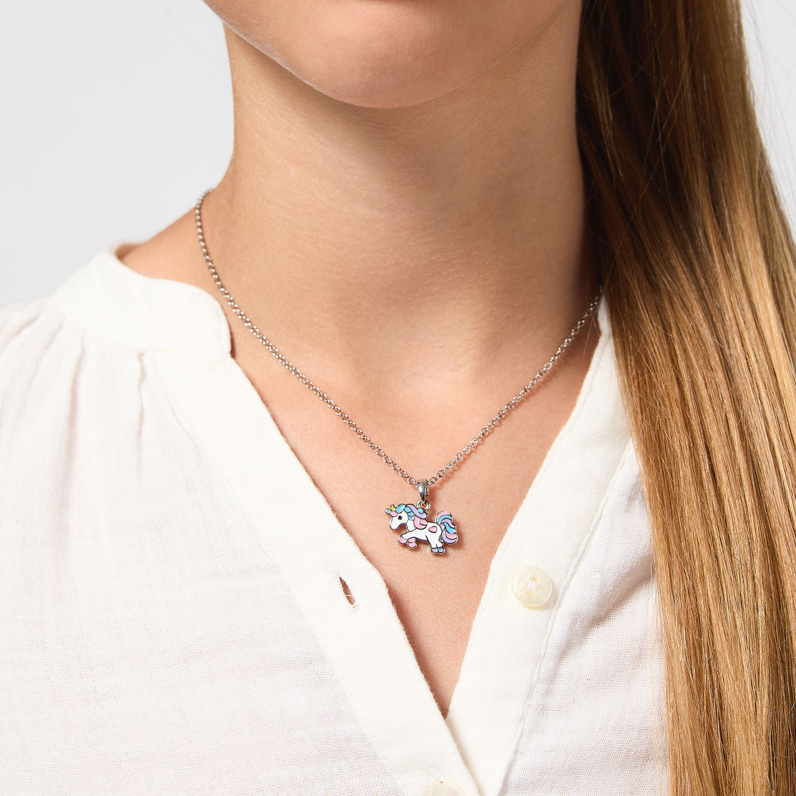 Silverfärgat halsband barn - enhörning