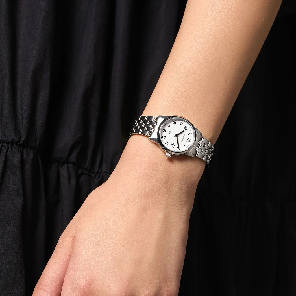 Moretime damklocka - datum, silver/vit, 26 mm