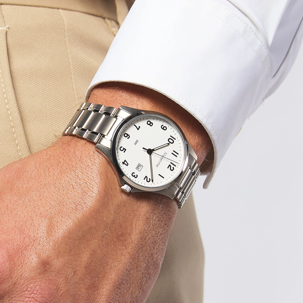 Moretime herrklocka - titan, vit urtavla, 39 mm