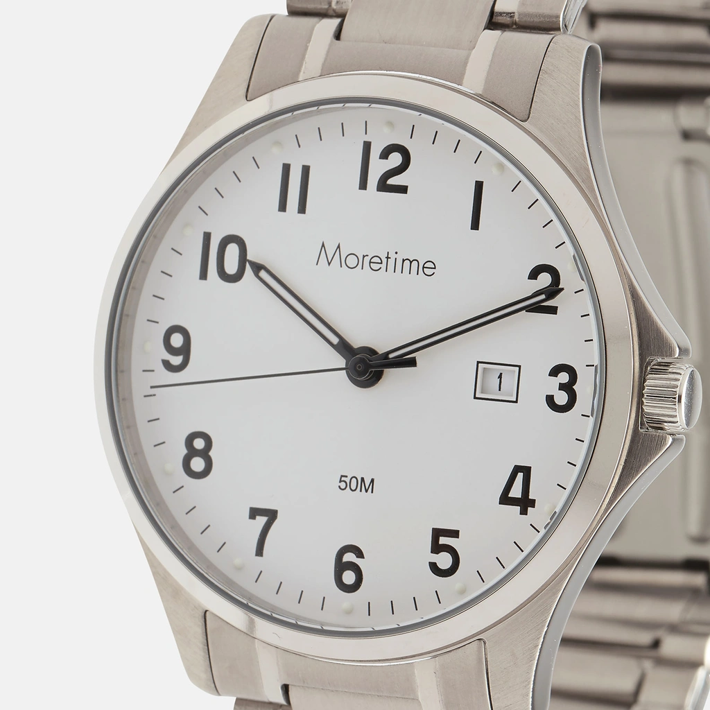 Moretime herrklocka - titan, vit urtavla, 39 mm