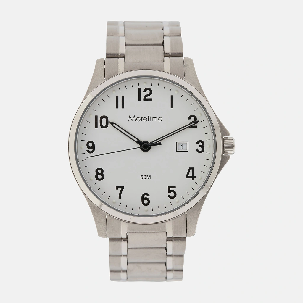 Moretime herrklocka - titan, vit urtavla, 39 mm