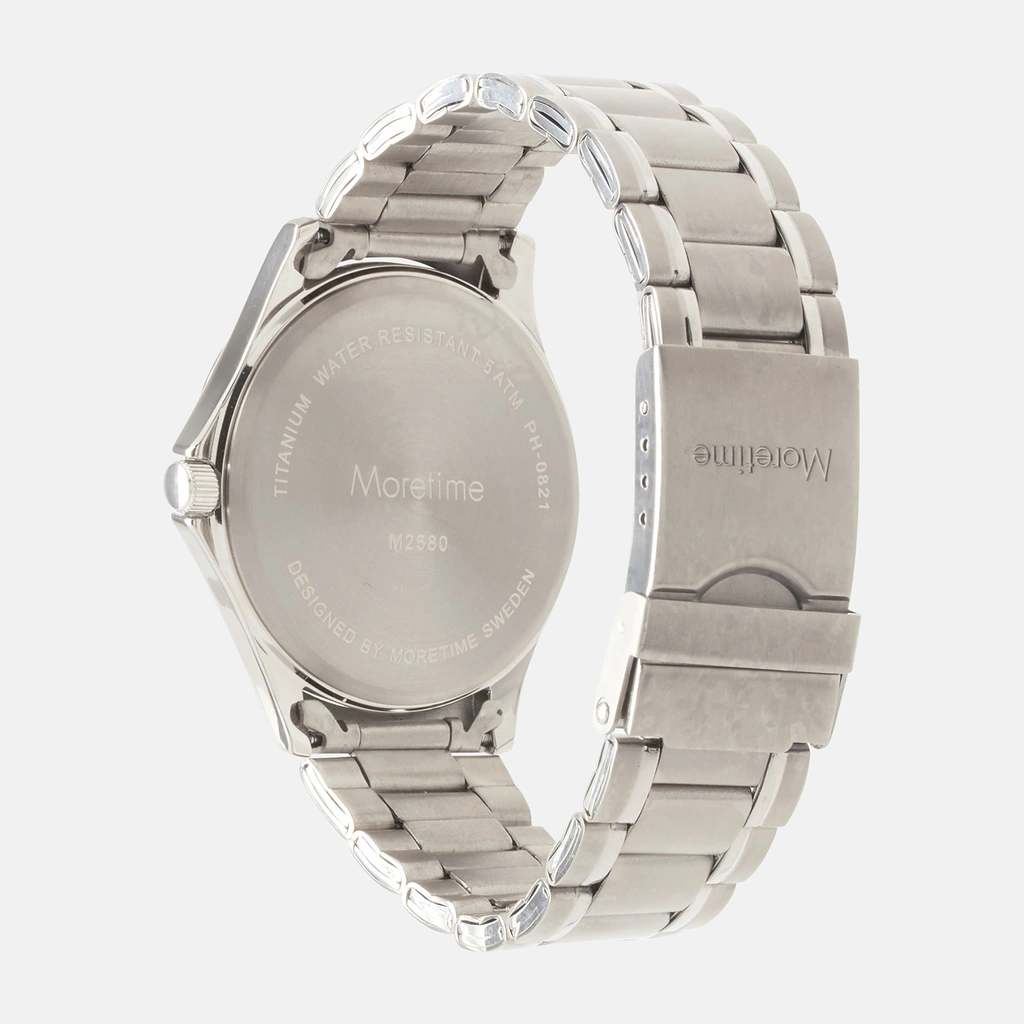 Moretime herrklocka - titan, vit urtavla, 39 mm
