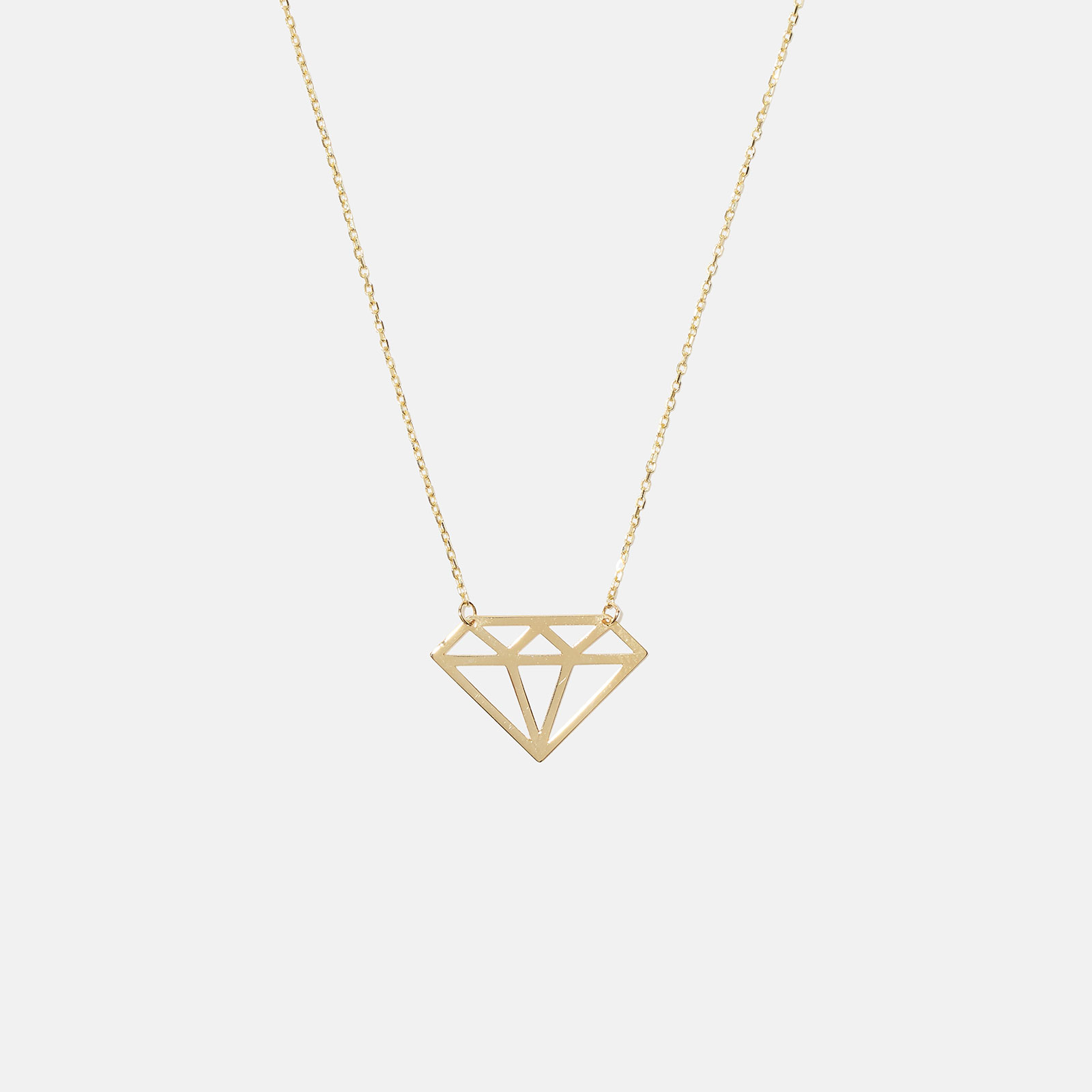 Halsband 18k guld, stiliserad diamant - 42+3 cm
