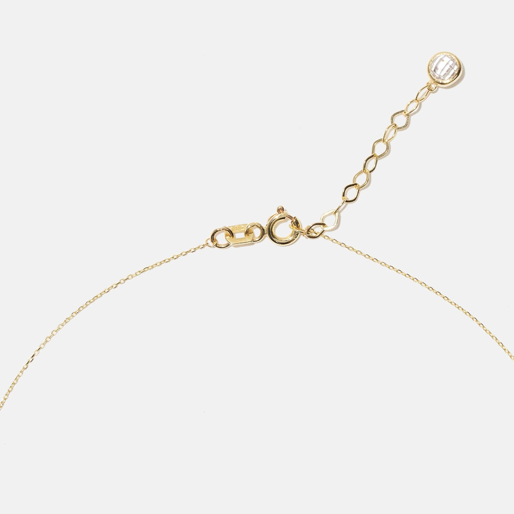 Halsband 18k guld, löv & boll - 42+3 cm