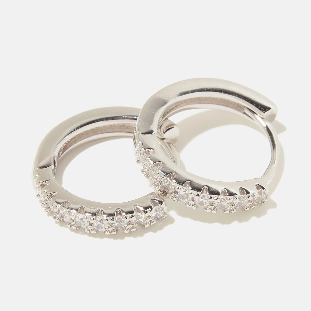 Örhängen äkta silver - glittriga hoops 15 mm