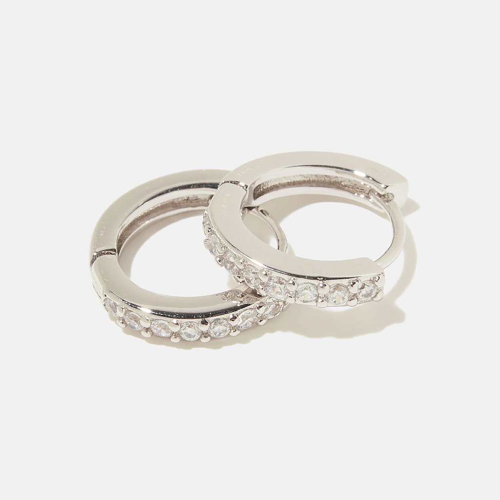 Örhängen äkta silver - glittriga hoops 12 mm