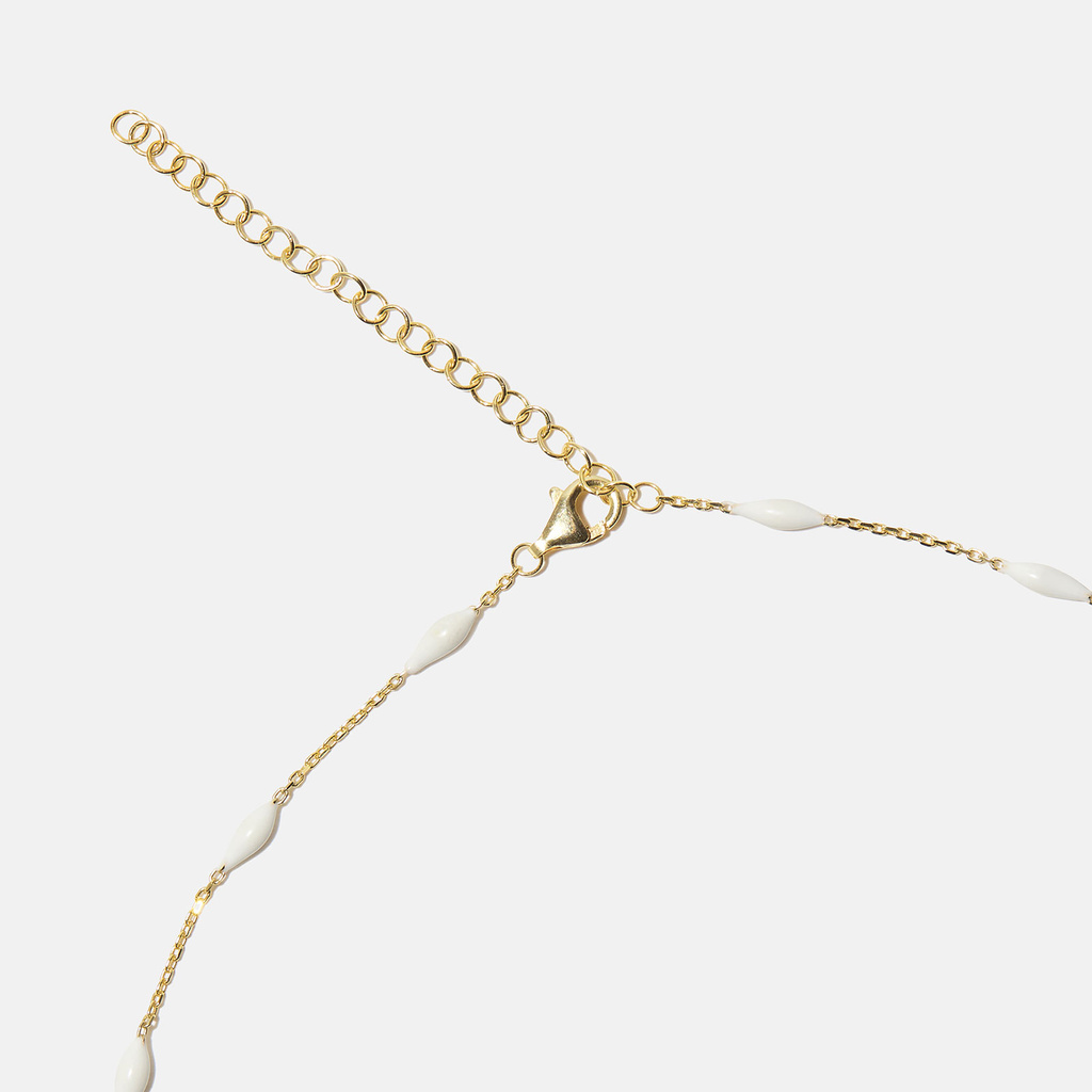 Halsband 925 Sterling Silver, vita hängen - 35+5 cm