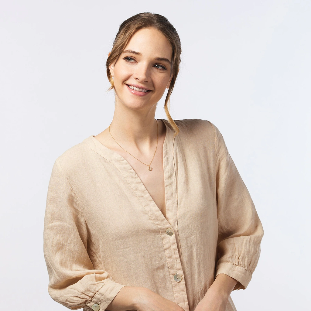 Guldpläterat halsband bokstav U - 42+3 cm