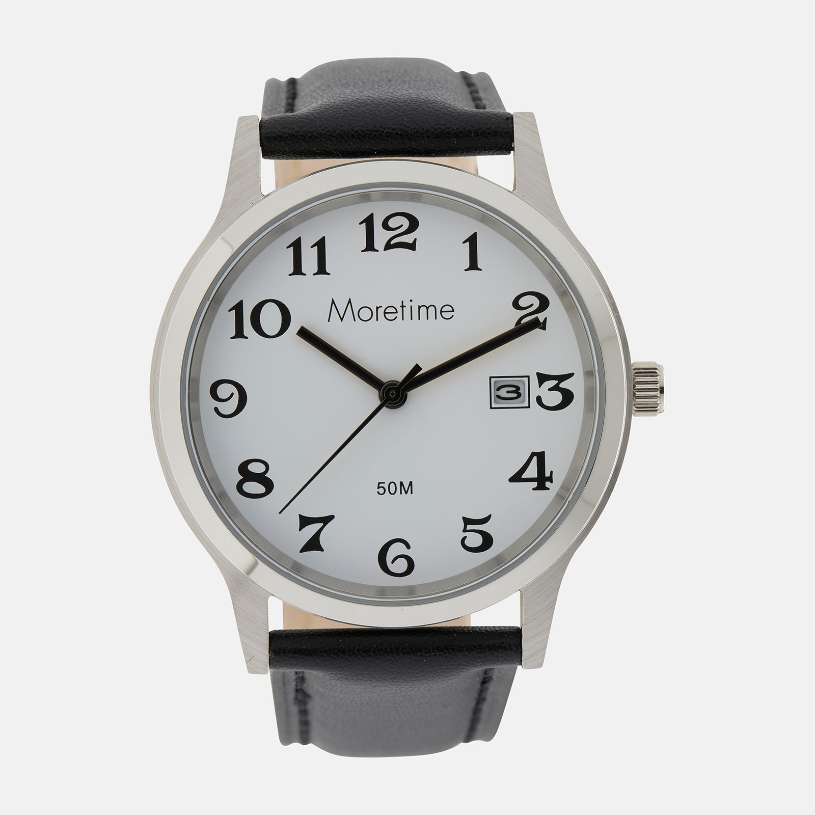 Moretime herrklocka - silver/svart, snirkliga siffror