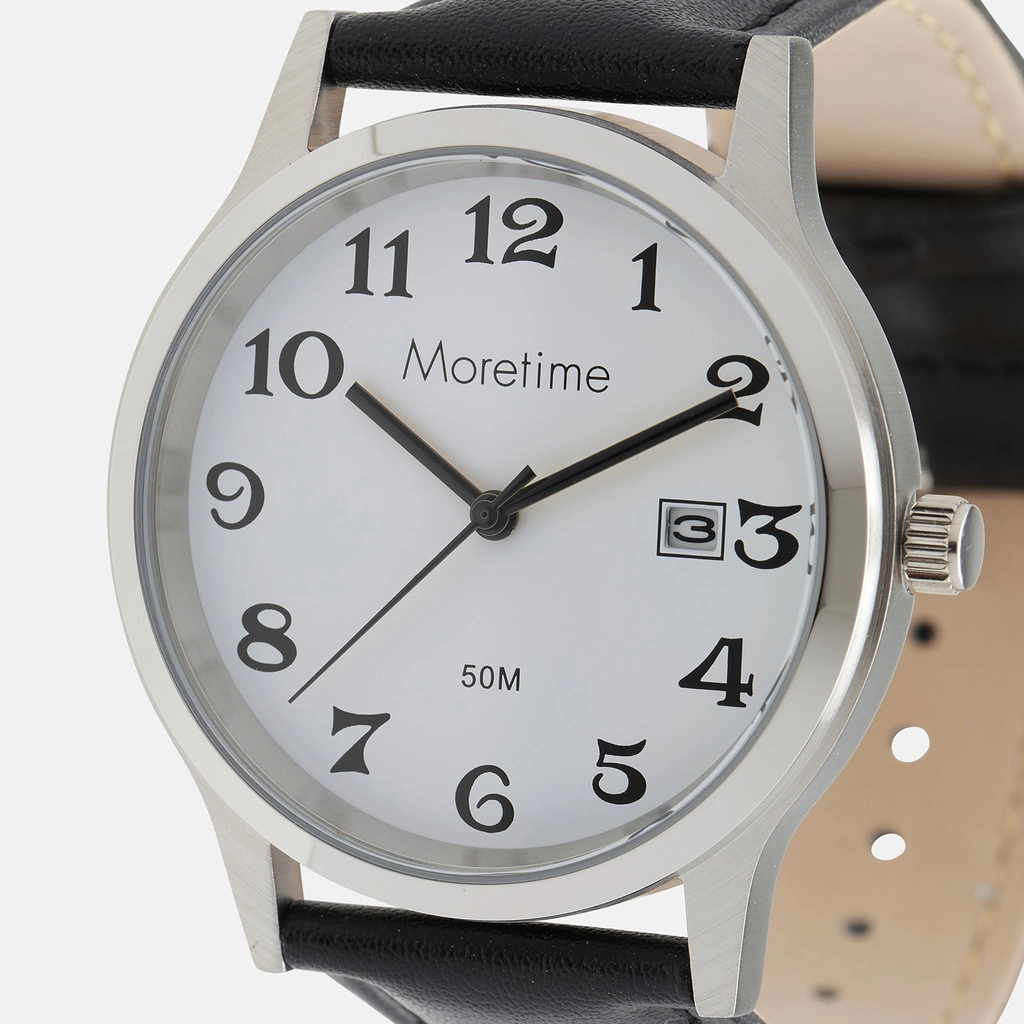 Moretime herrklocka - silver/svart, snirkliga siffror