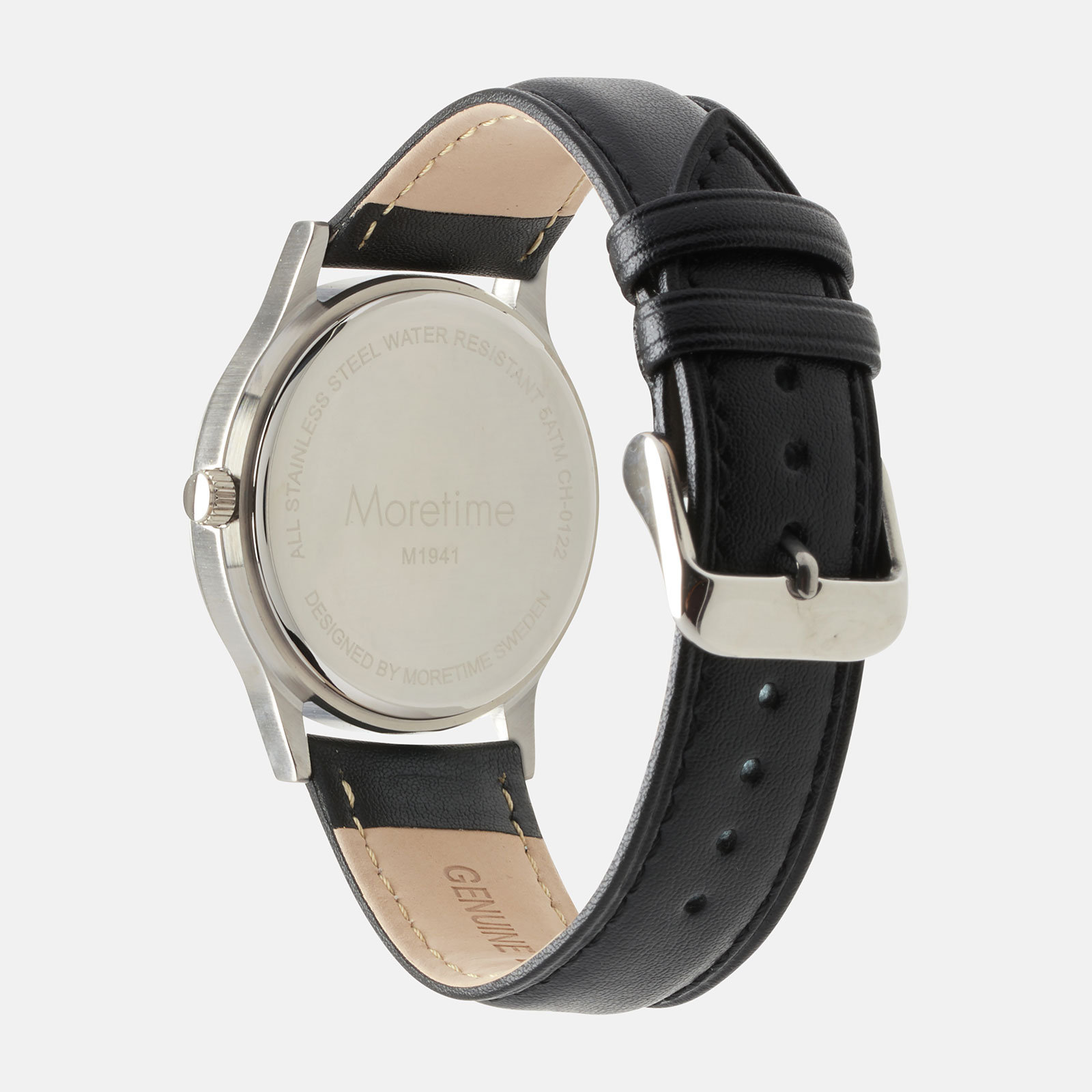 Moretime herrklocka - silver/svart, snirkliga siffror