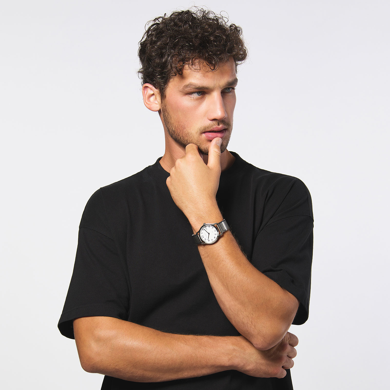 Moretime herrklocka - flexband, silver/vit