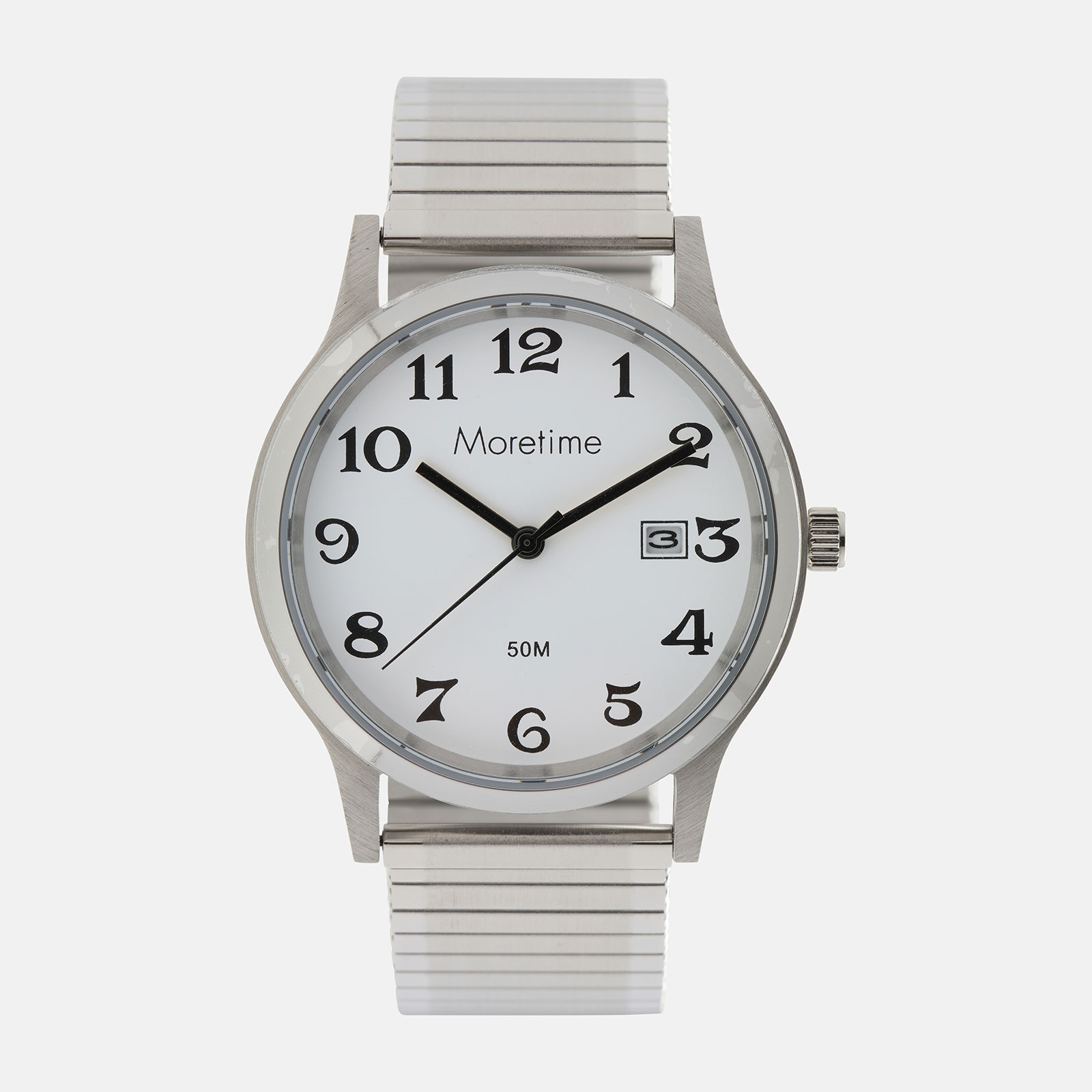 Moretime herrklocka - flexband, silver/vit