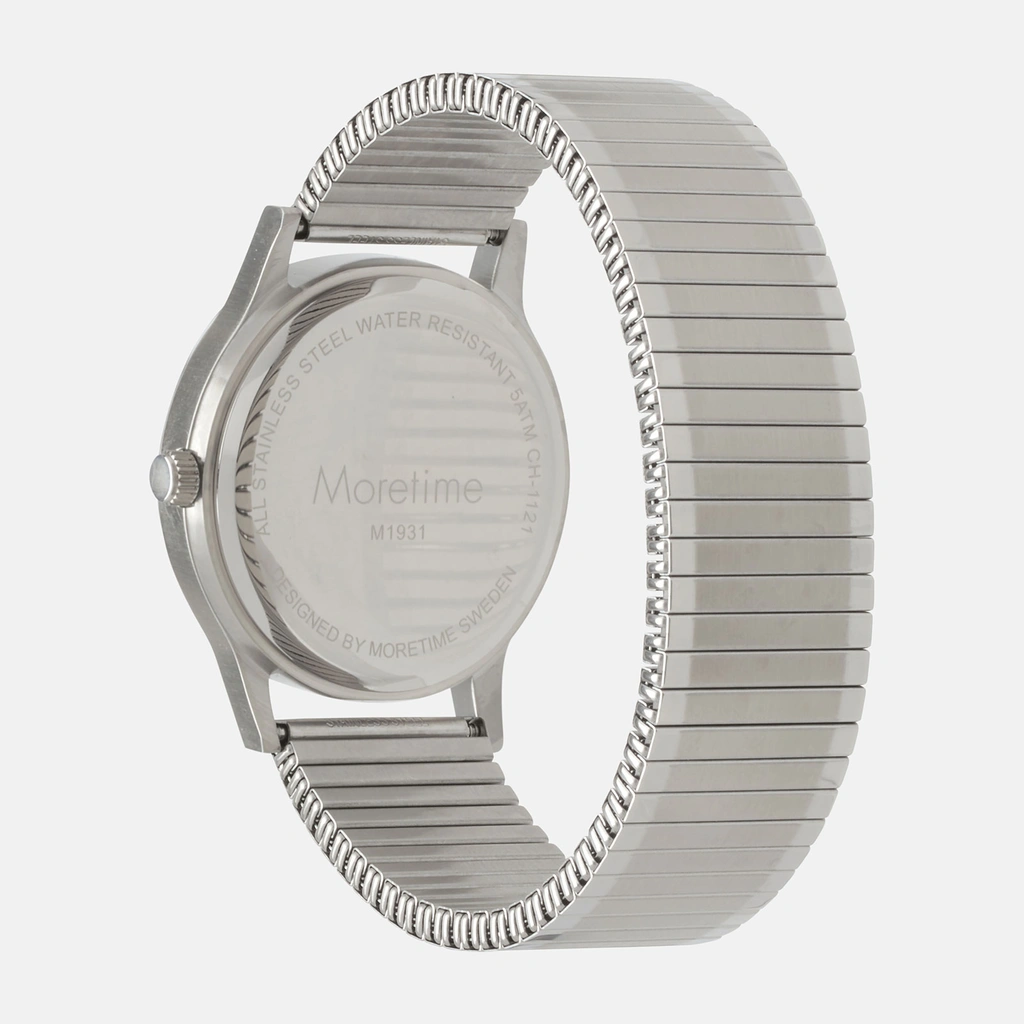 Moretime herrklocka - flexband, silver/vit