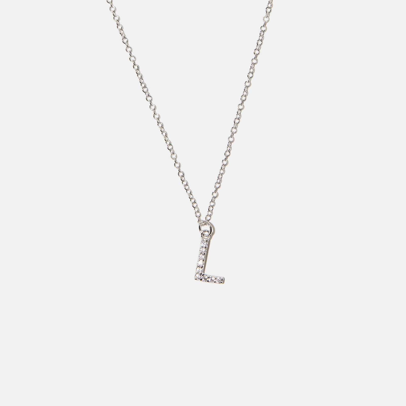 Halsband äkta silver, bokstav L - 42+3 cm