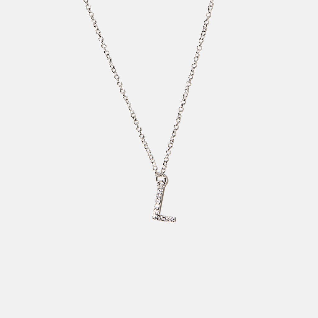 Halsband äkta silver, bokstav L - 42+3 cm